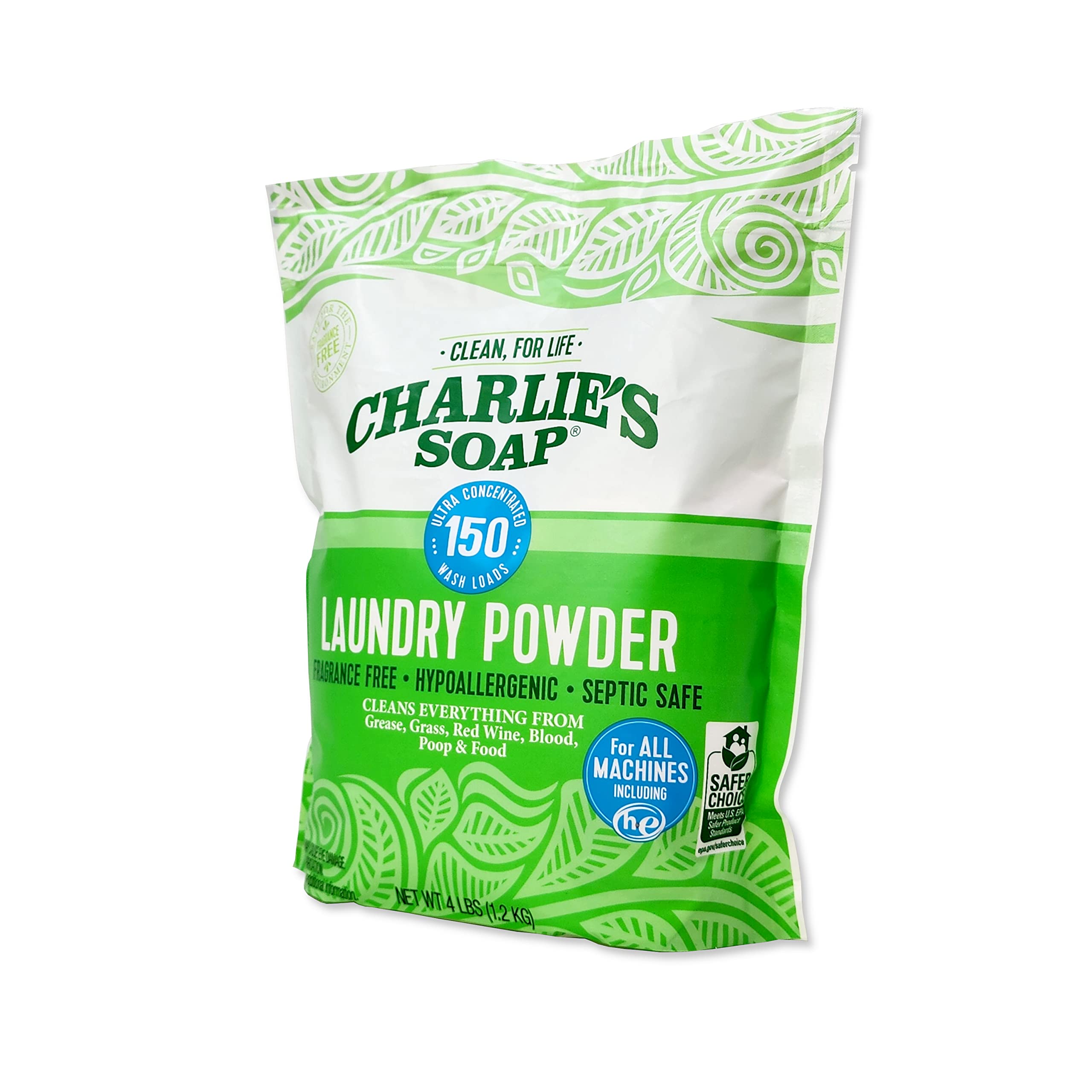 Charlie's Soap etiqueta con certificación EPA Safer Choice destacando seguridad y biodegradabilidad