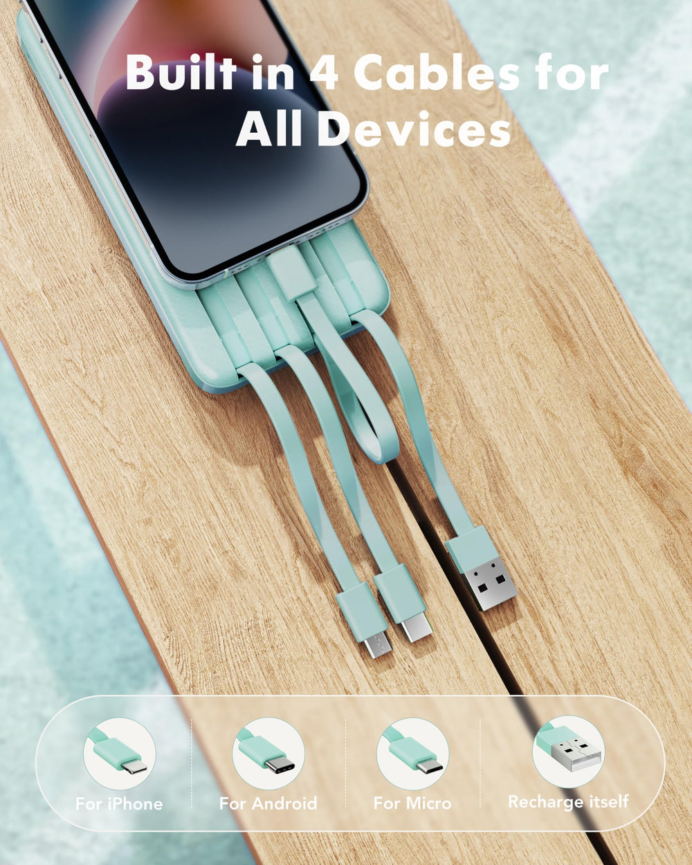 charmast detalle de los cuatro cables integrados con refuerzo para durabilidad