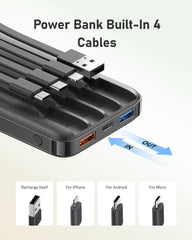 charmast close-up de los cables integrados USB-C y Micro-USB para comodidad