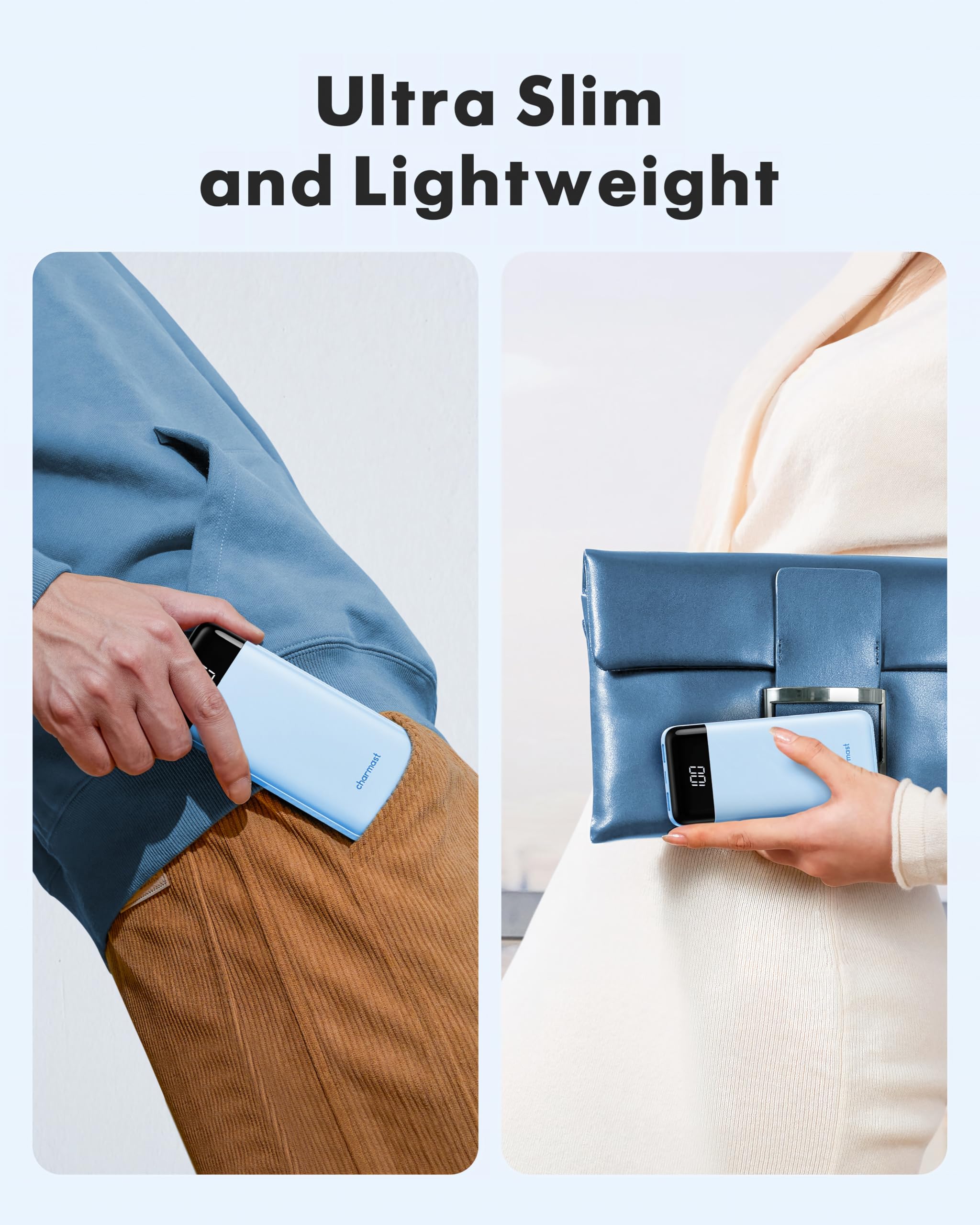 charmast cargando smartphone en mano para uso cotidiano