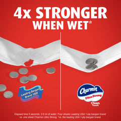 Charmin comparación de tamaño Family Mega XL versus rollo regular