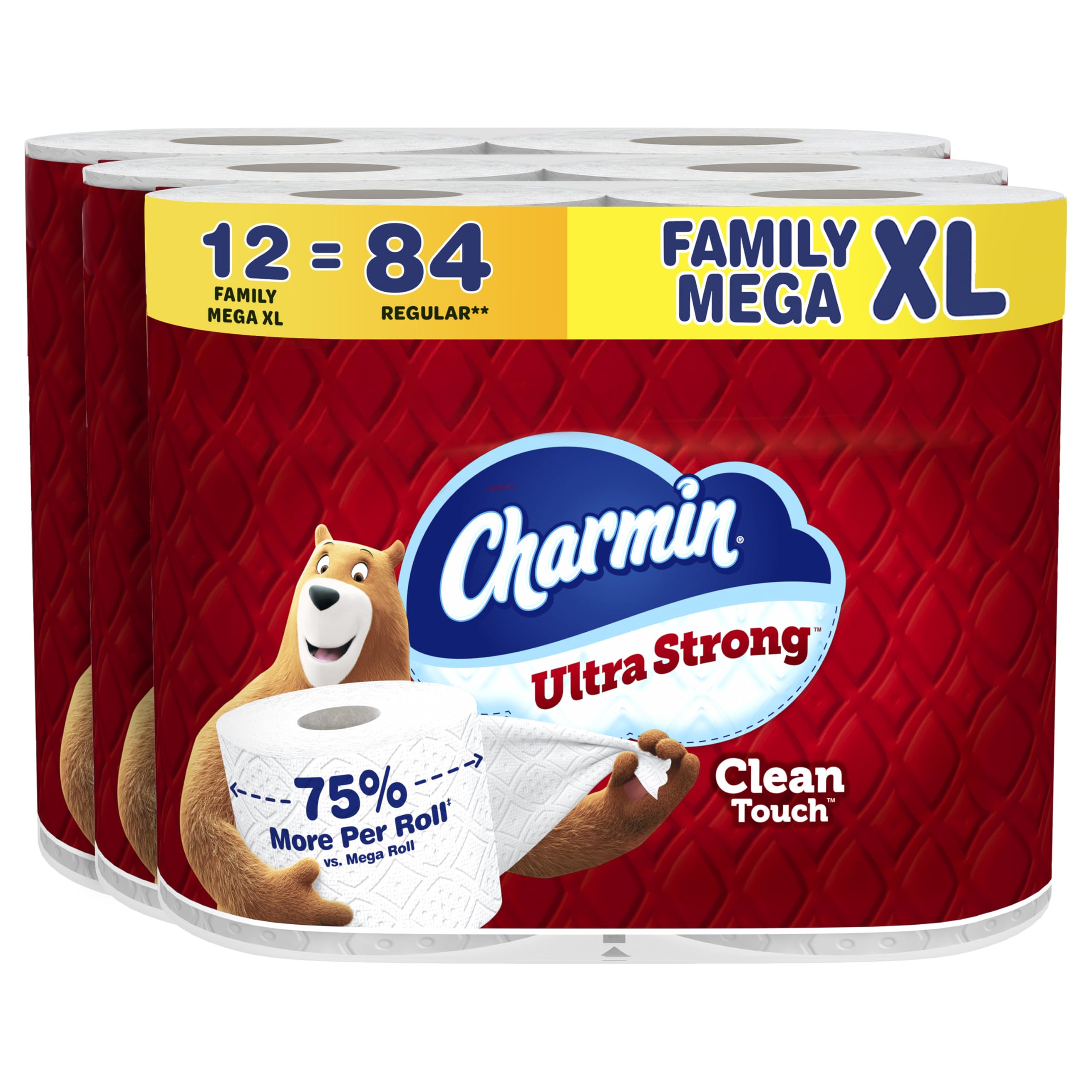 Charmin empaque frontal mostrando 12 Family Mega XL y ahorro