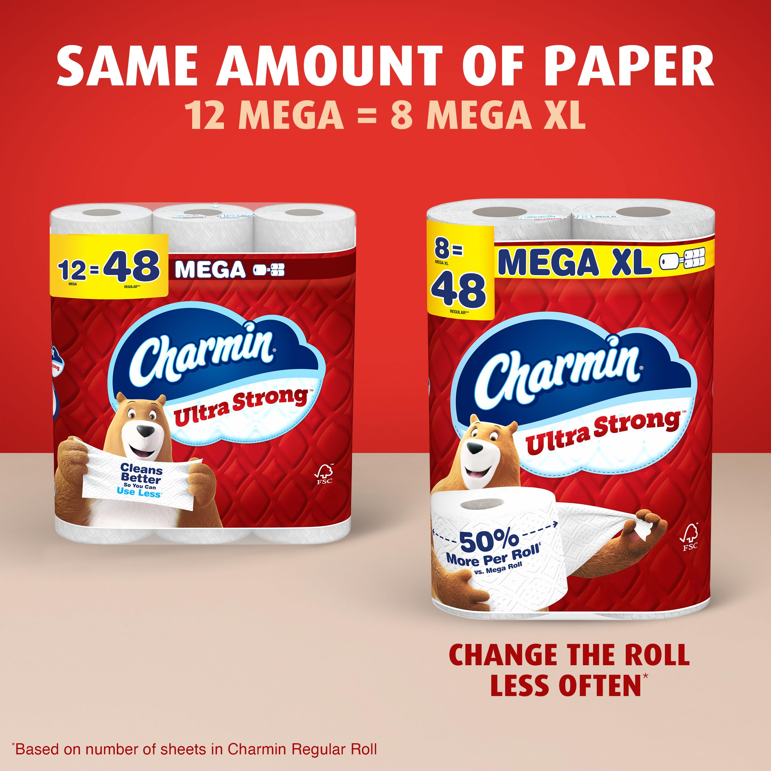 Rollos Charmin apilados en ambiente hogareño, imagen de uso familiar