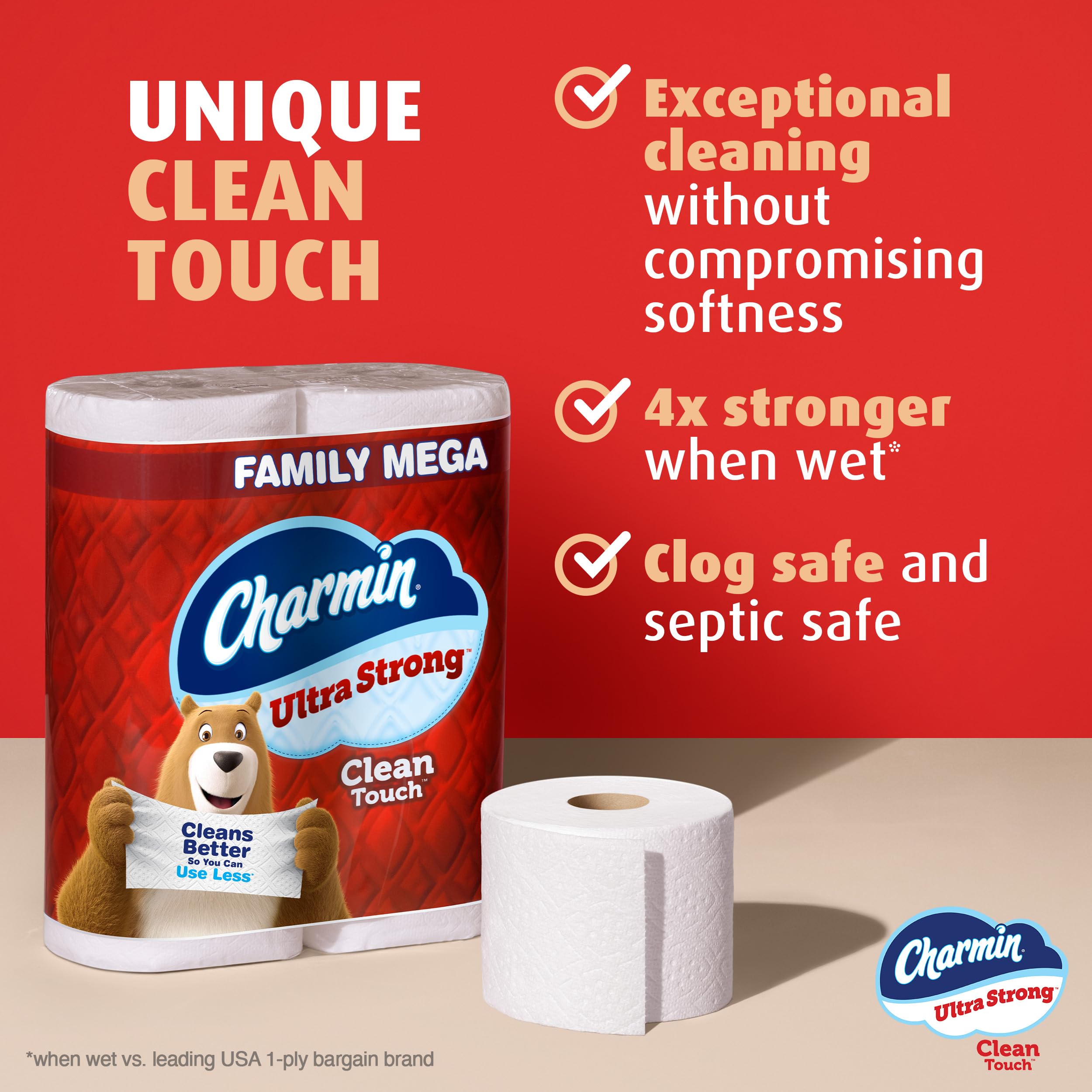 Charmin detalle de textura en diamante que mejora la limpieza