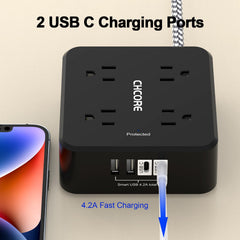 CHCORE cable trenzado de 5 ft y clavija plana para instalación compacta