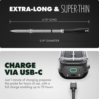 CHEF iQ probes under running water showing dishwasher-safe cleaning and hygiene benefit