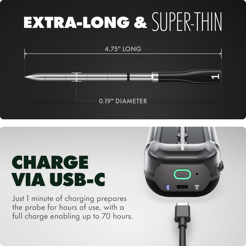 CHEF iQ probes under running water showing dishwasher-safe cleaning and hygiene benefit