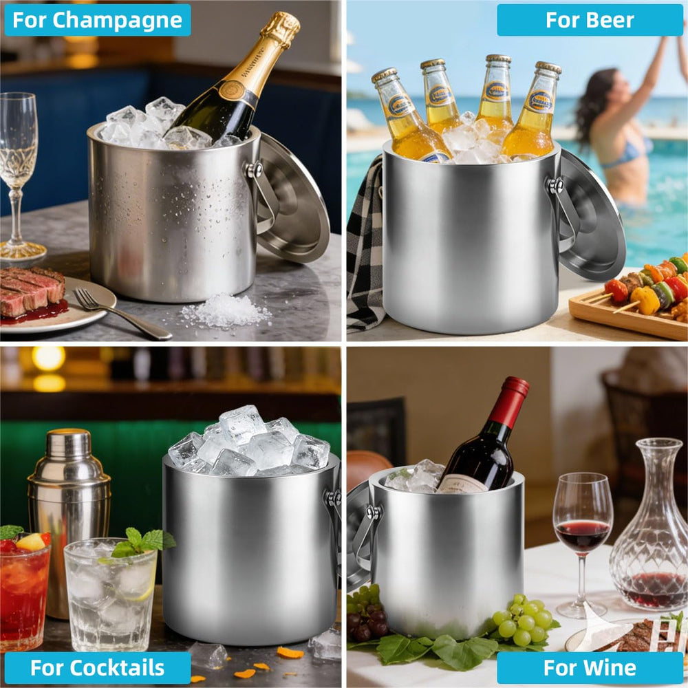 CHEFBEE cubo de hielo en mesa de fiesta manteniendo bebidas frías y presentables