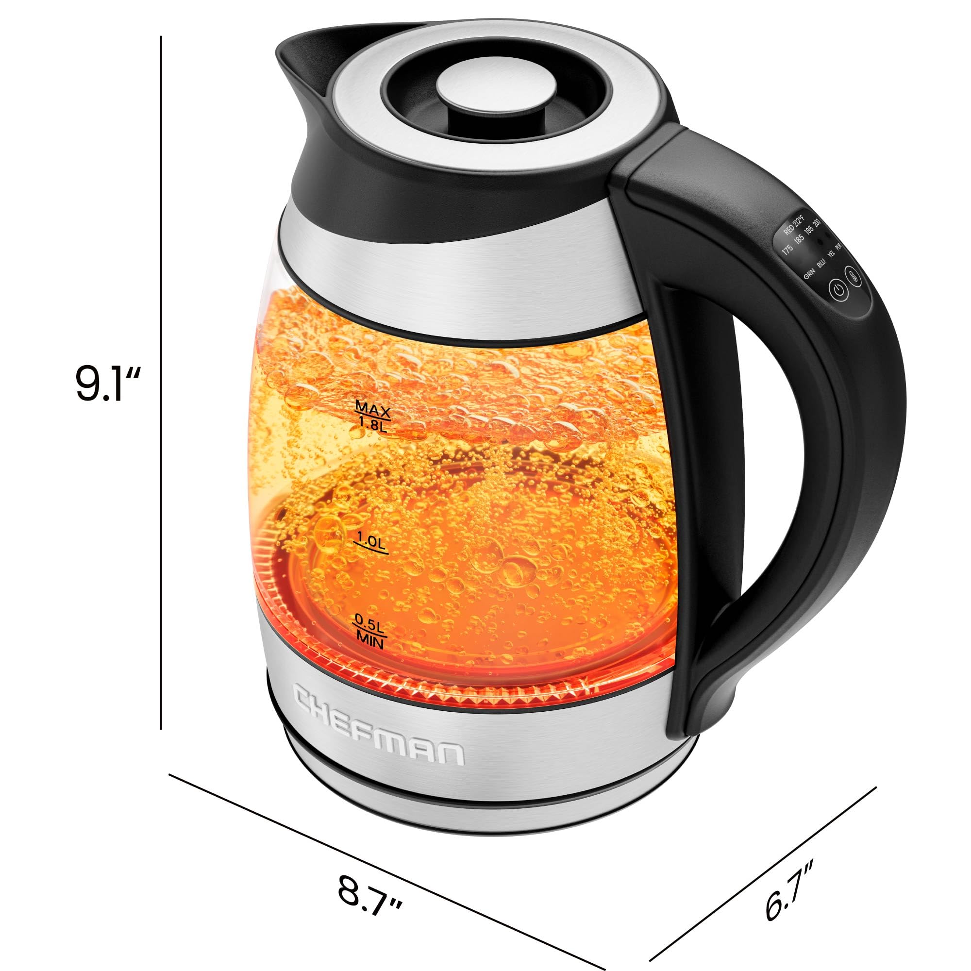 Chefman marca y escala de 1.8 L para medir volumen y preparar varias tazas