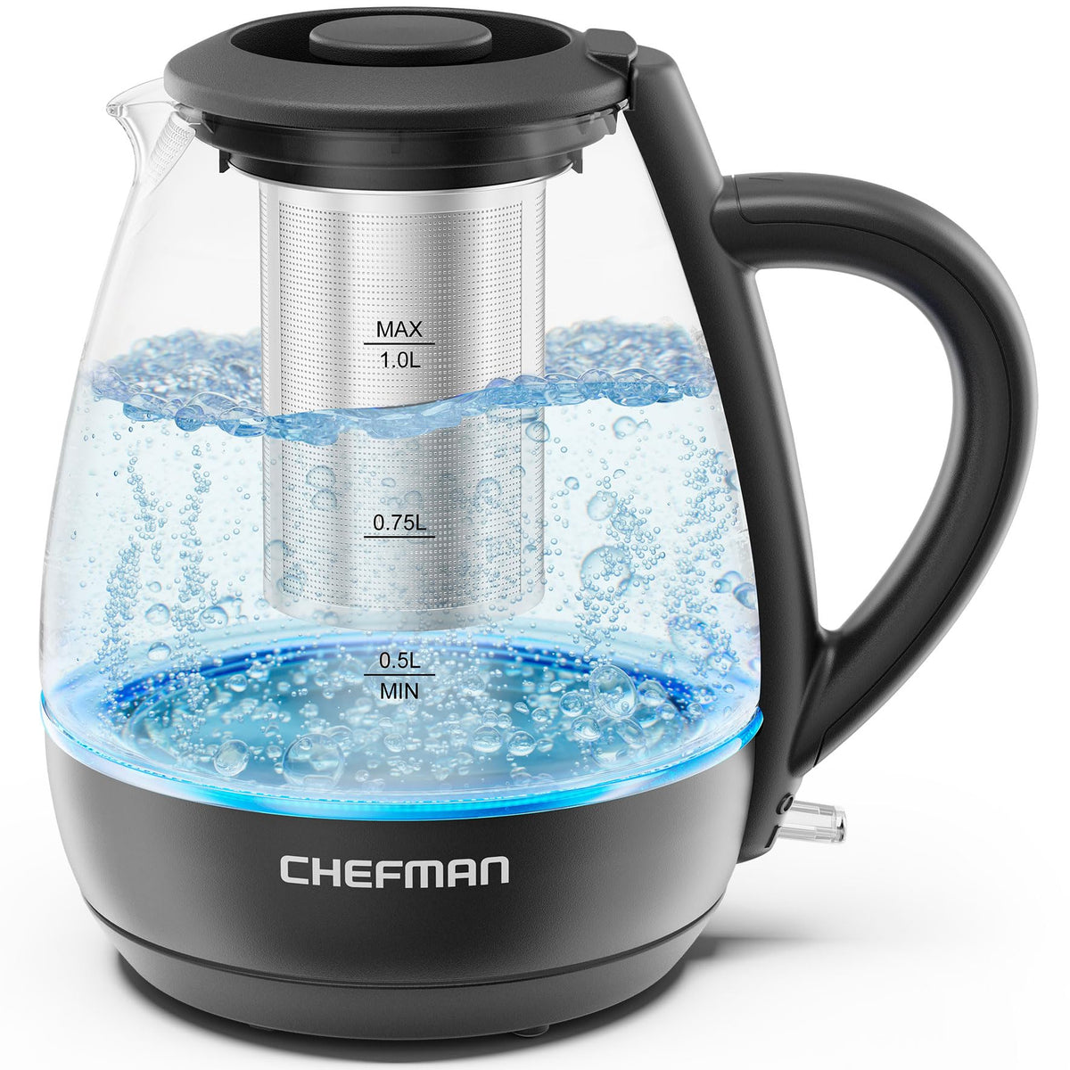 Chefman hervidor frontal con infusor visible para preparar té más cómodo