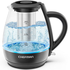 Chefman hervidor frontal con infusor visible para preparar té más cómodo