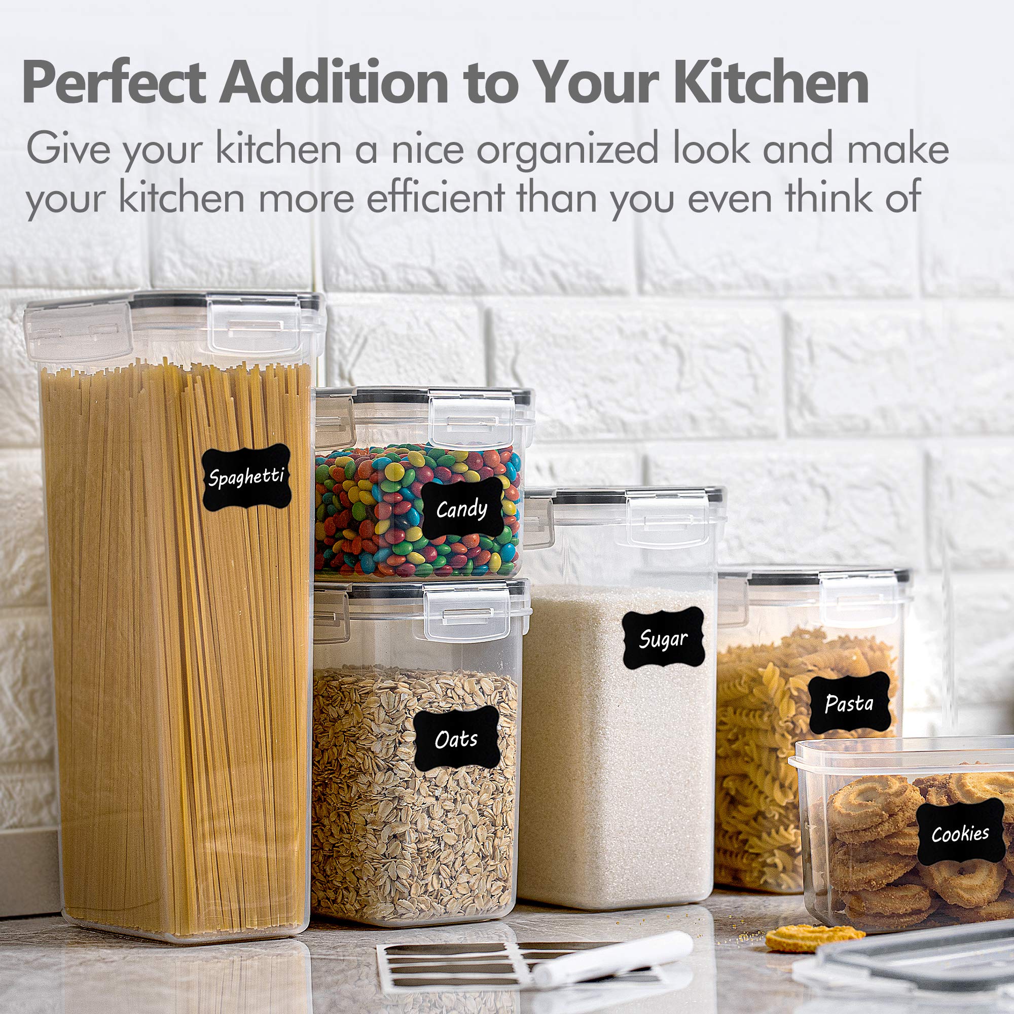 CHEFSTORY stacked containers in pantry, maximizes vertical storage space