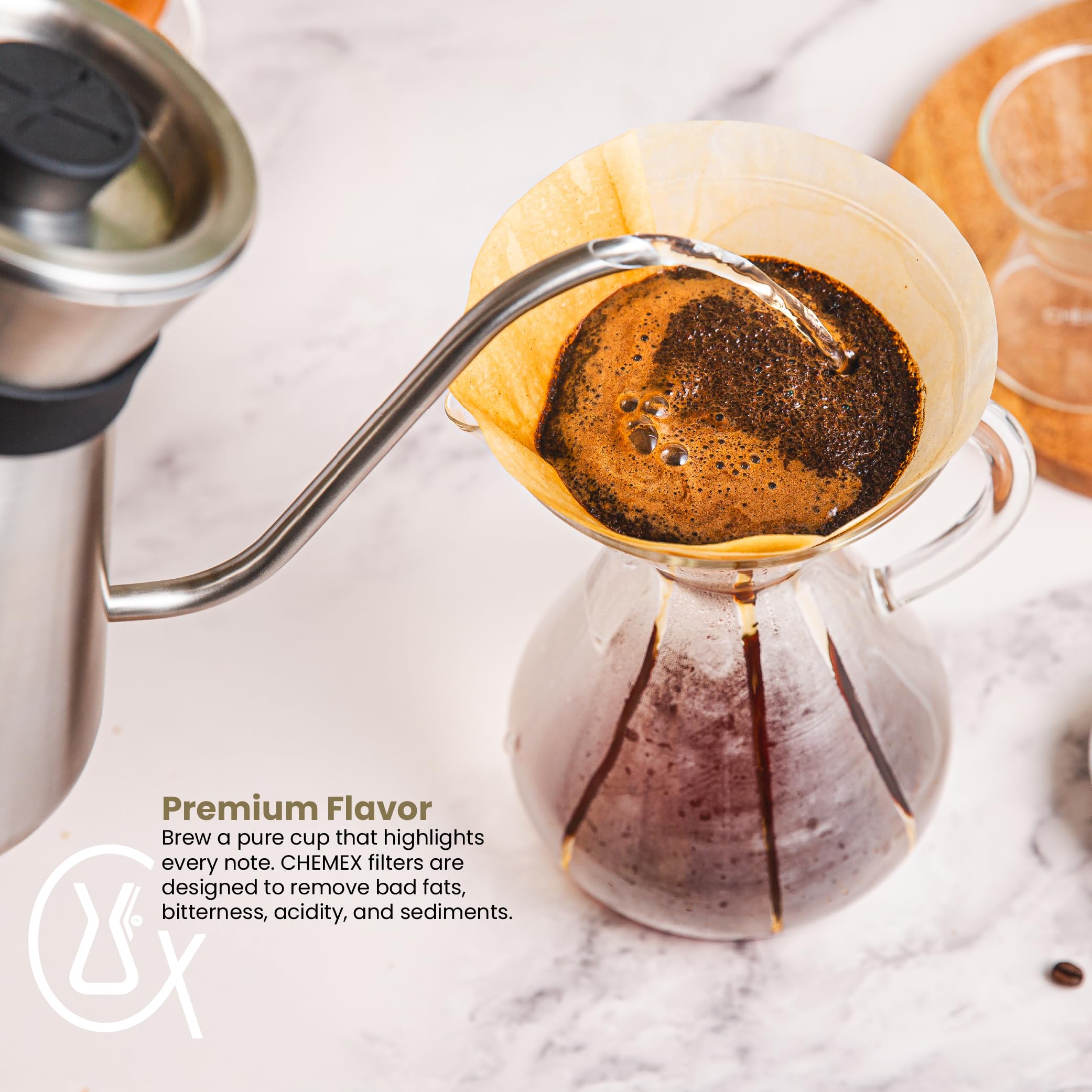 Chemex apilado 200 filtros en dos cajas, ideal para suministro prolongado