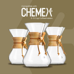 Chemex borde del filtro visible, muestra construcción bonded para menos sedimentos