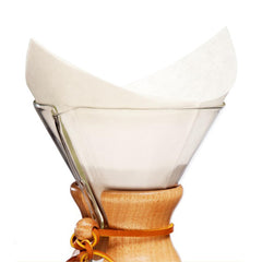 Chemex filtro frente del empaque mostrando cantidad y diseño, facilita reposición