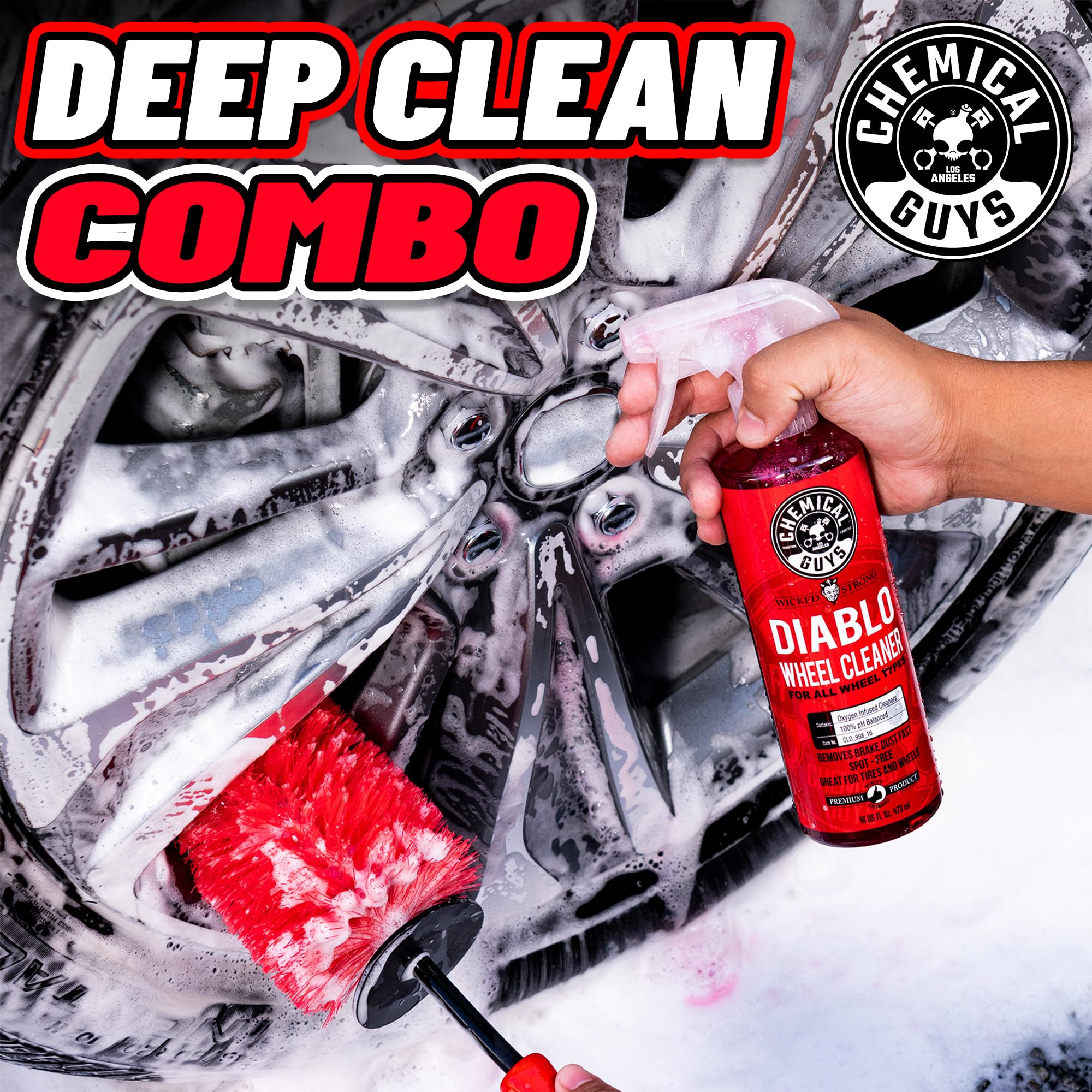 Chemical Guys Diablo spray nozzle close-up, easy precise application benefit