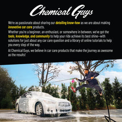 Chemical Guys comparación de tamaño en mano para control y comodidad