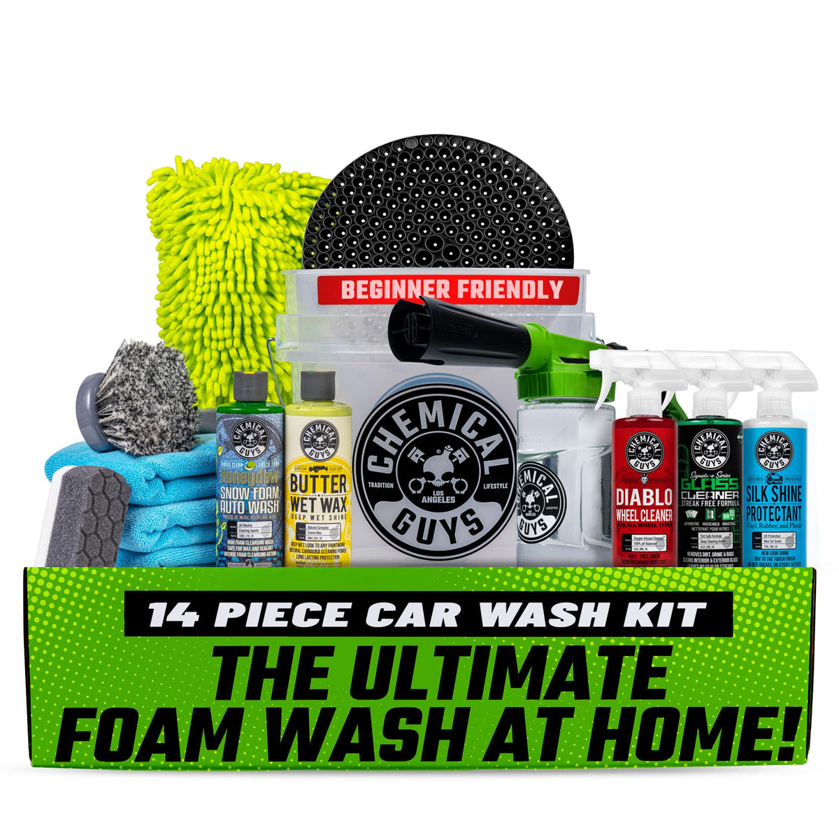 Chemical Guys vista frontal del kit Arsenal Builder con todos los productos, solución completa