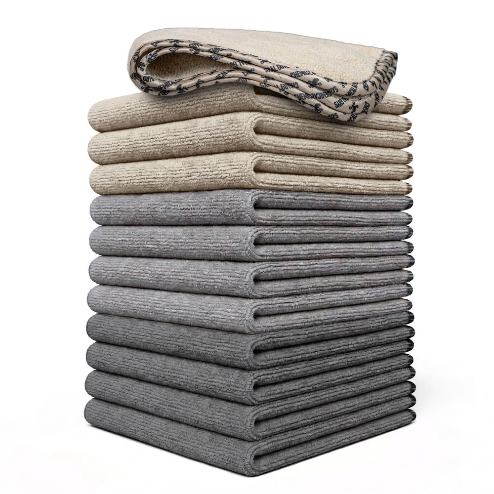 Chemical Guys towel pack front view showing color assortment and quantity benefits
