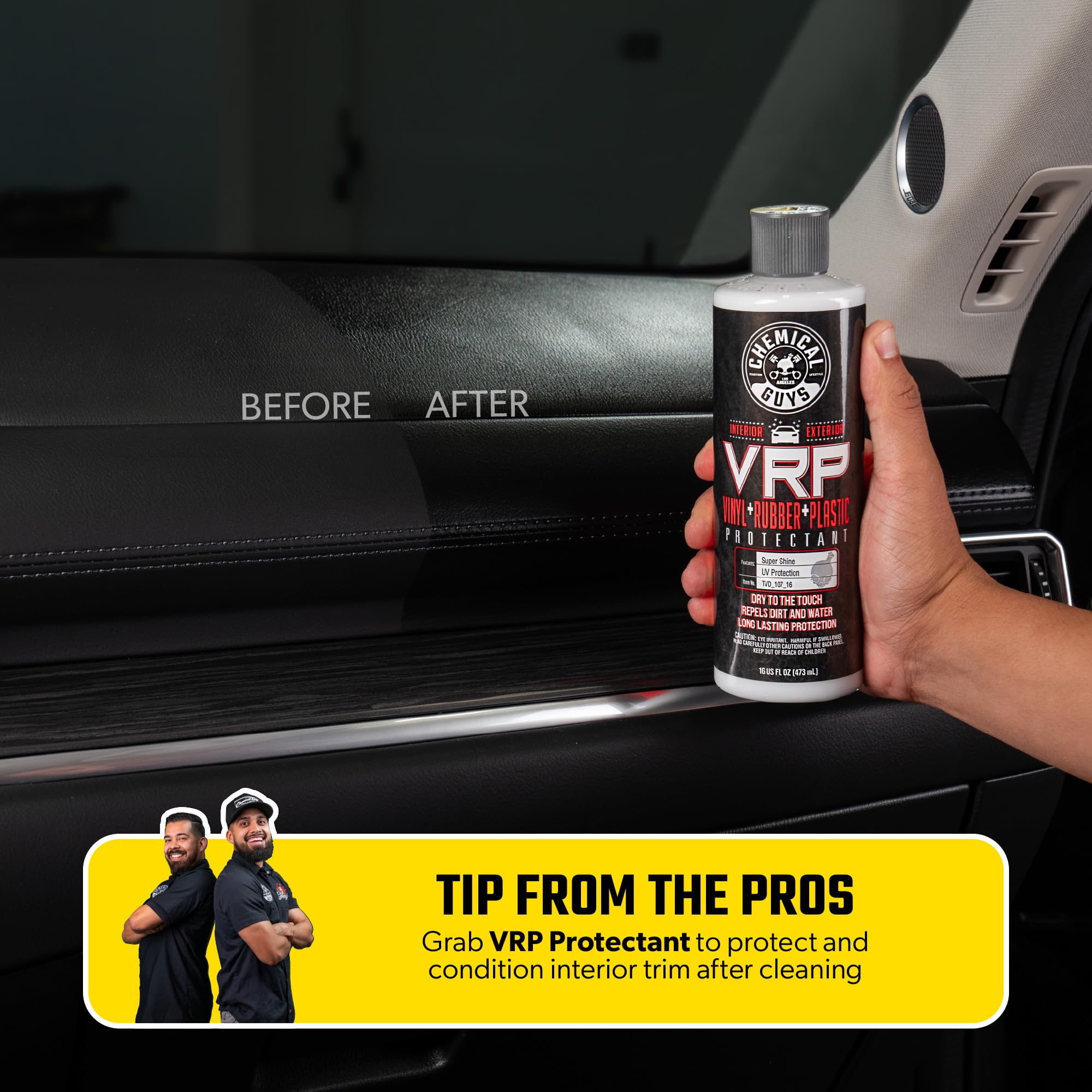 Chemical Guys producto en contexto de coche limpio mostrando resultado final