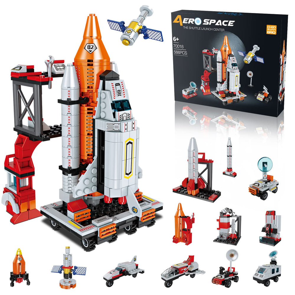 chenxuanbro caja frontal del set espacial mostrando modelo y piezas, ideal para regalo