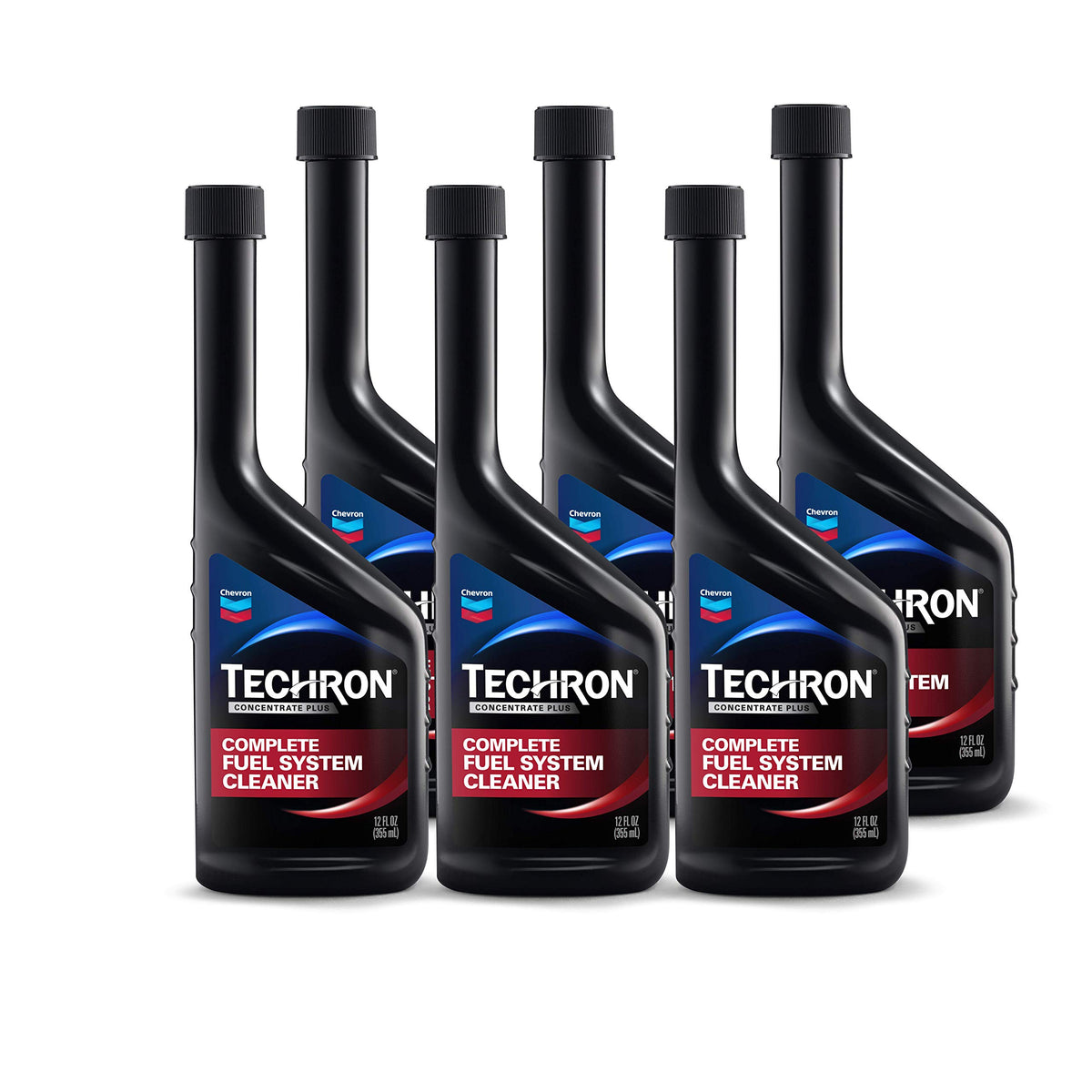Chevron bottle front label showing Techron Concentrate Plus and cleaning benefit