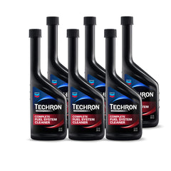 Chevron bottle front label showing Techron Concentrate Plus and cleaning benefit