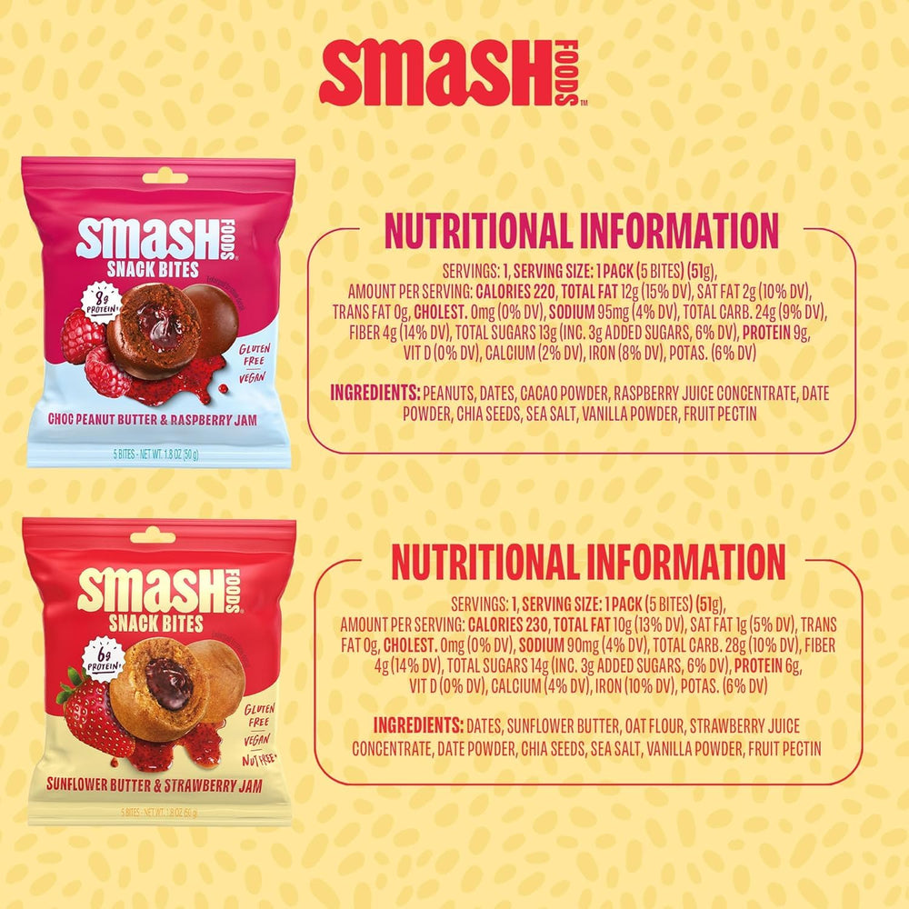 Chia Smash ingredientes principales: mantequilla de semillas y fresa visibles