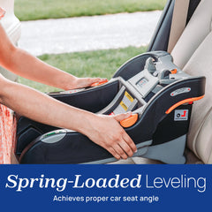 Chicco KeyFit base side profile highlighting spring-assisted leveling foot for correct angle