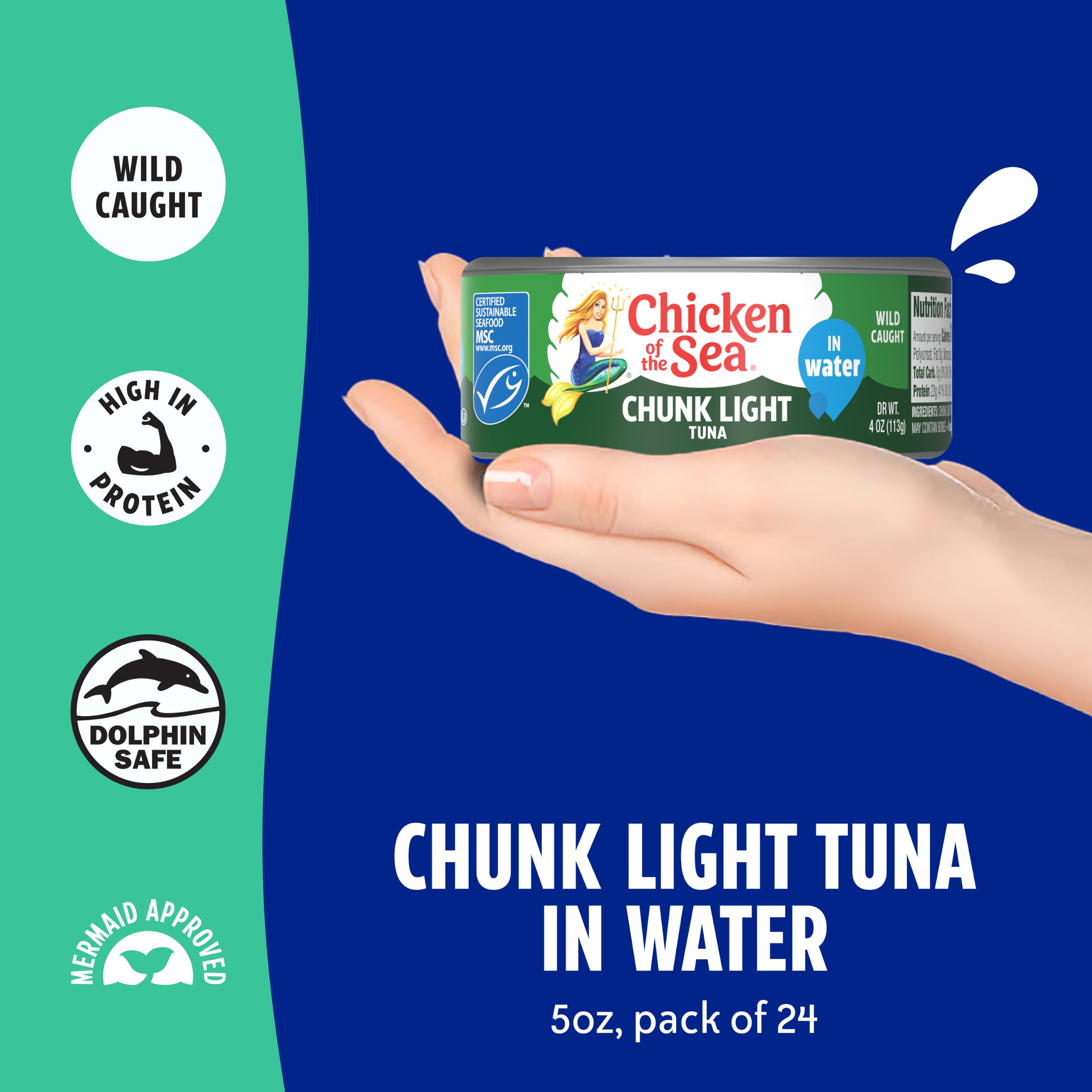 Chicken of the Sea lata abierta con atún listo para usar y alto en proteína