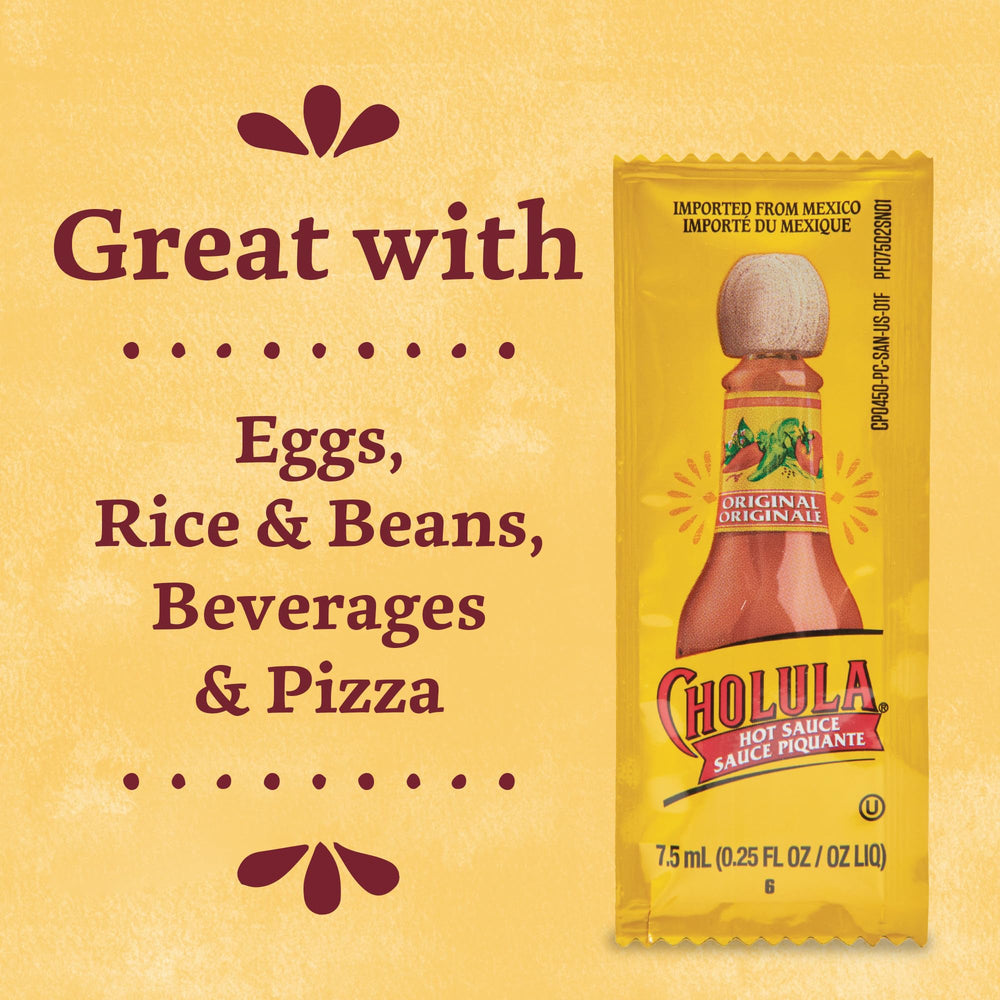 Cholula caja de 200 sobres ideal para restaurantes y delivery