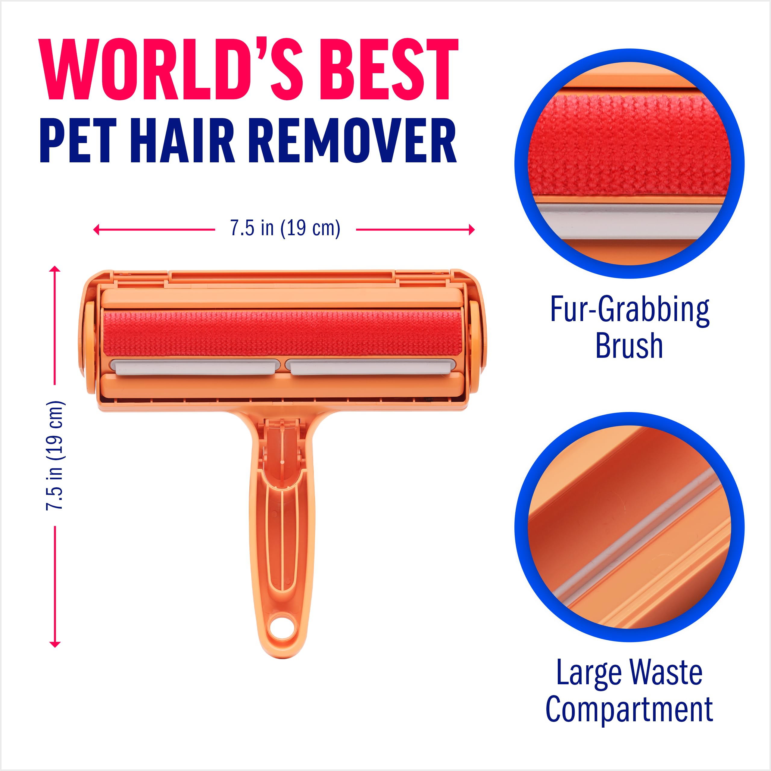ChomChom Roller close-up of flexible teeth lifting pet hair for effective cleaning