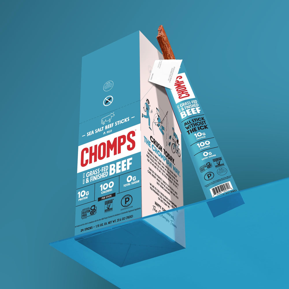 Chomps etiqueta nutricional en primer plano facil de leer y verificar