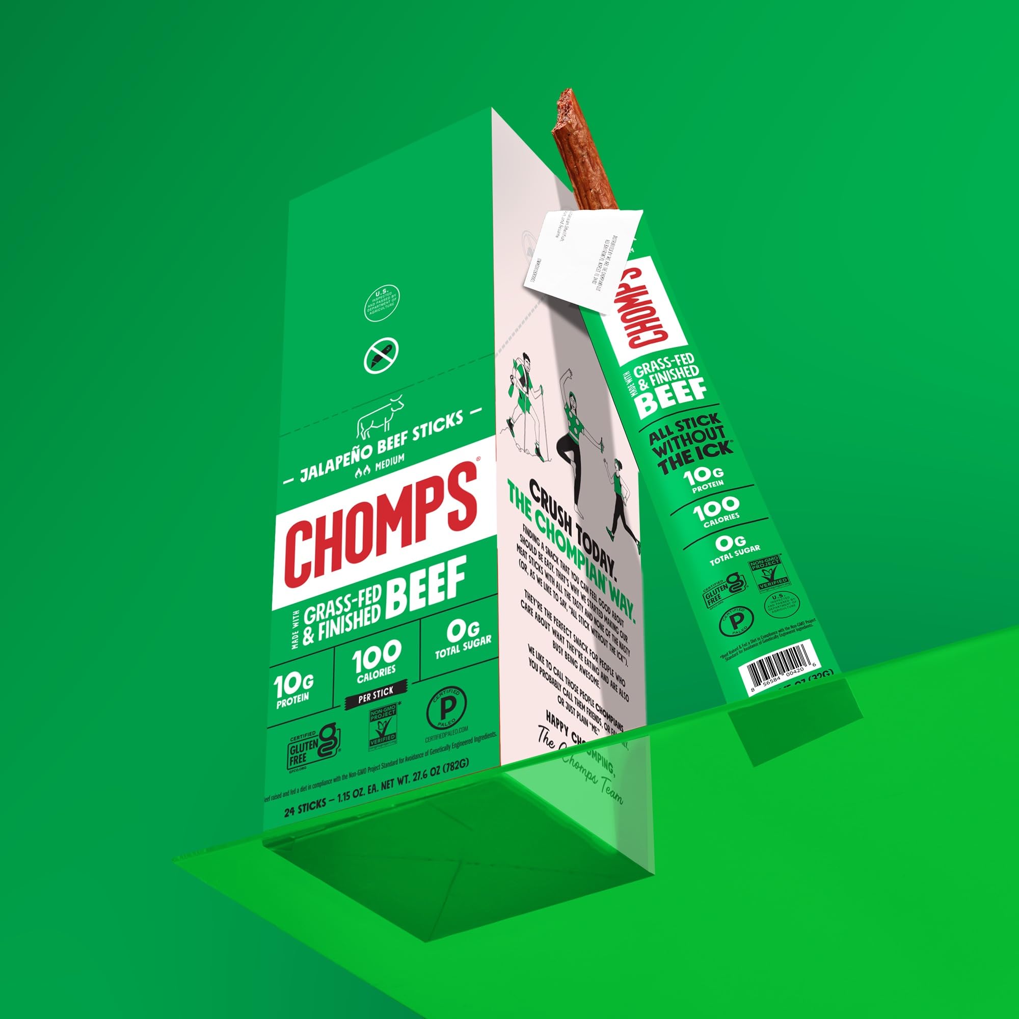 Chomps sticks in a hiking pack demonstrating outdoor fuel