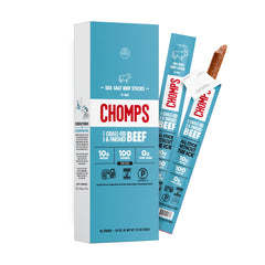 Chomps embalaje frontal muestra 10 tubos y conveniencia para llevar