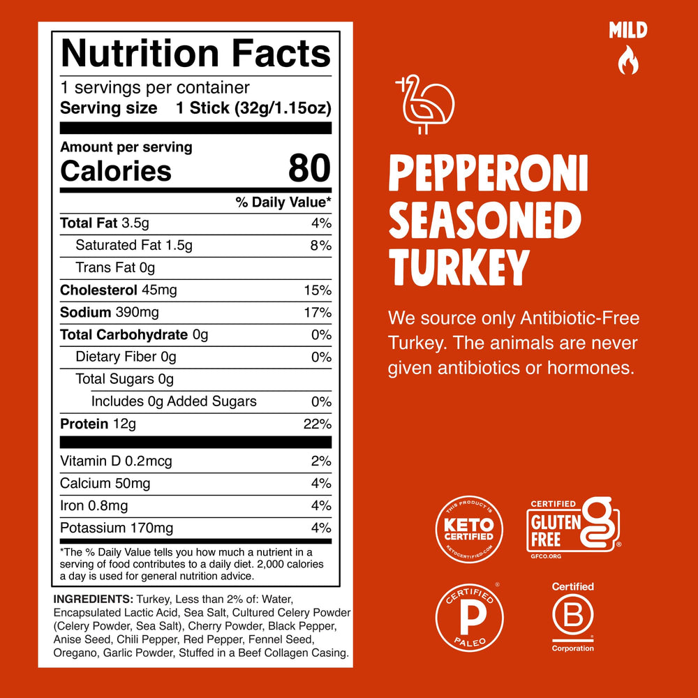 Chomps stick de pepperoni turkey en primer plano con aspecto apetitoso