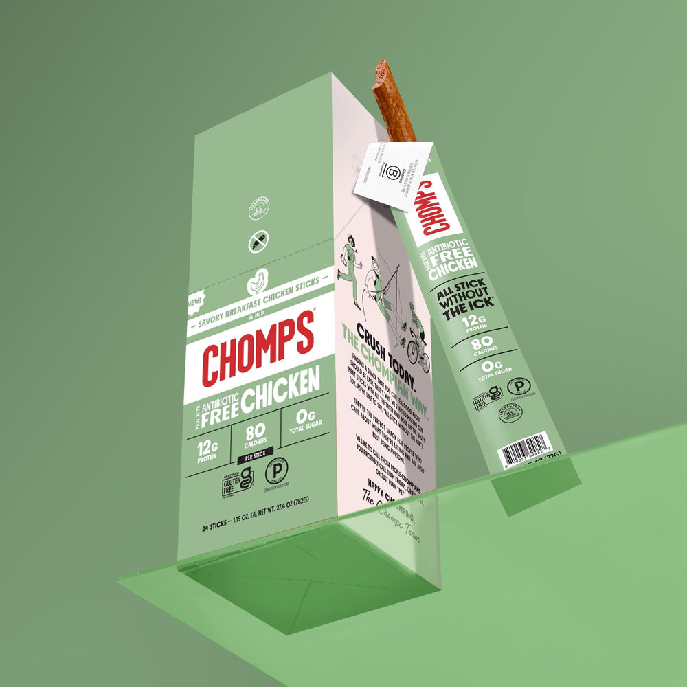 Chomps detalle de ingredientes y sello B Corp mostrando responsabilidad