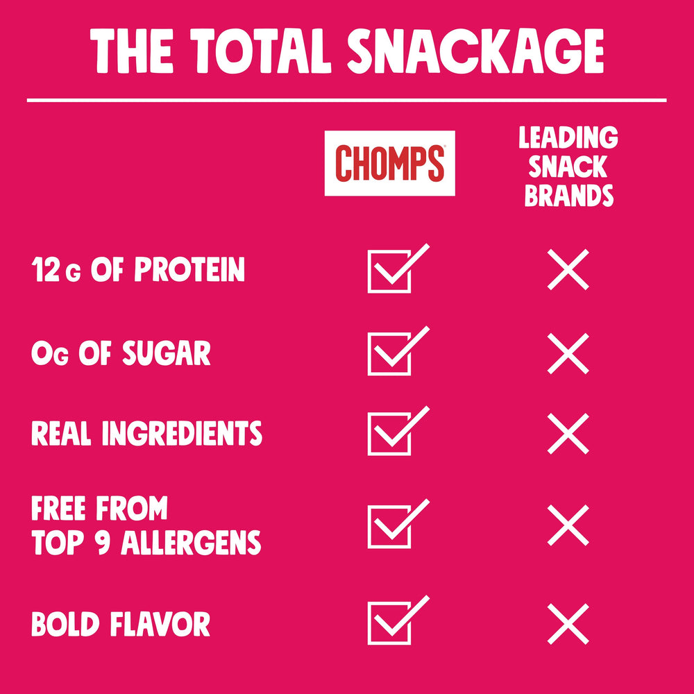 Chomps palitos dentro de mochila como snack conveniente para viajes