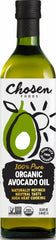 Chosen Foods botella frontal mostrando etiqueta orgánica y pureza