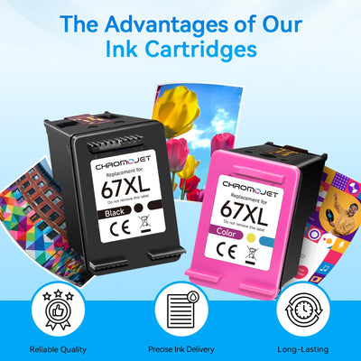 Chromojet cartridges installed in an HP printer demonstrating easy fit