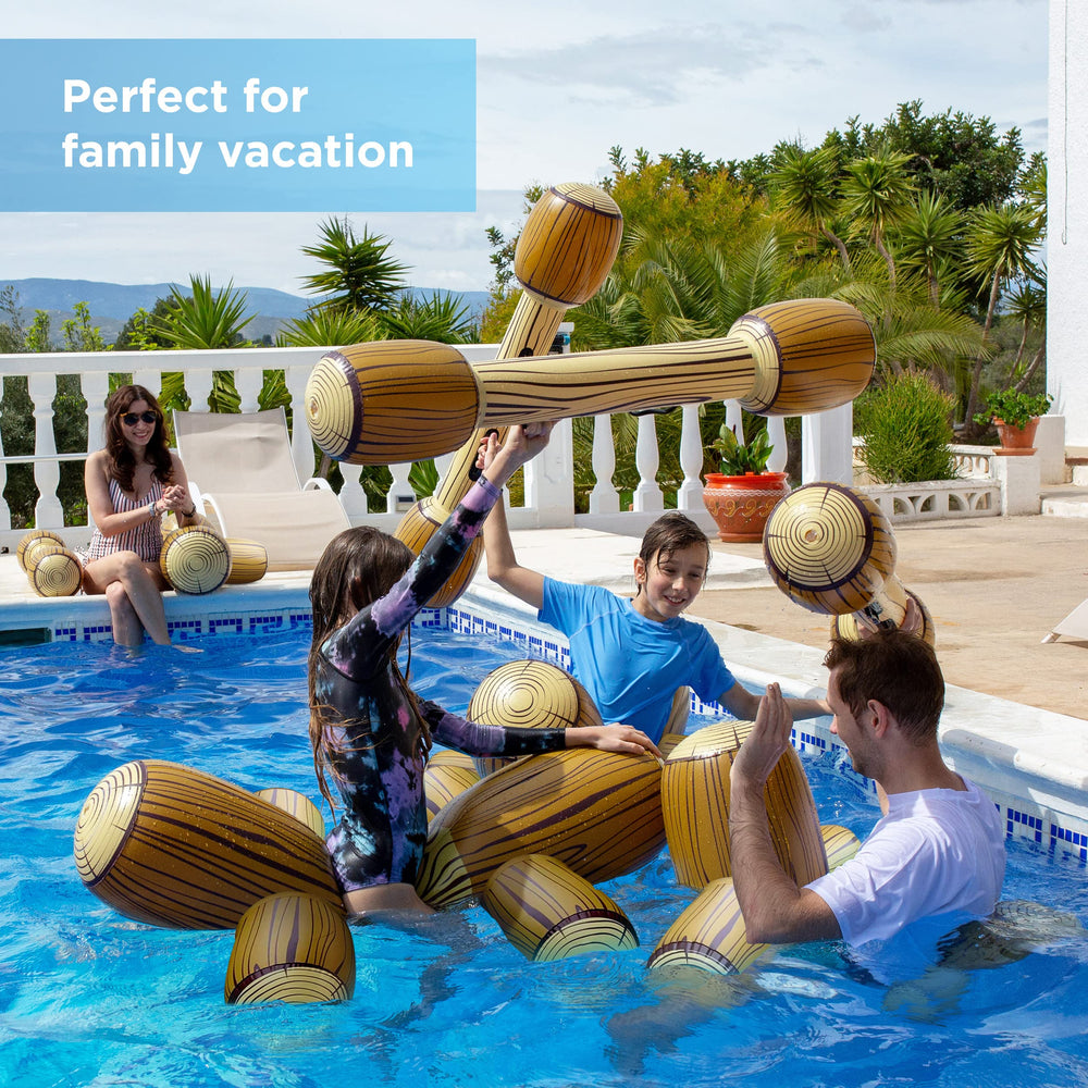 Chuchik ambiente de fiesta en piscina con familia disfrutando sin pantallas