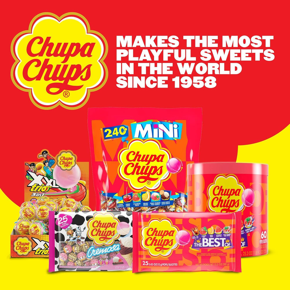 Chupa Chups comparación de tamaño en mano para visualizar escala real