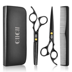 CIICII tijeras de corte 6.7" vista frontal con acabado negro, precisión profesional