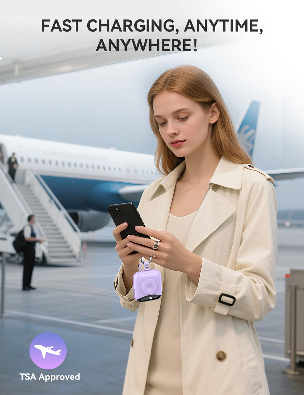 citicr power bank enganchado a mochila en exterior para uso durante actividades