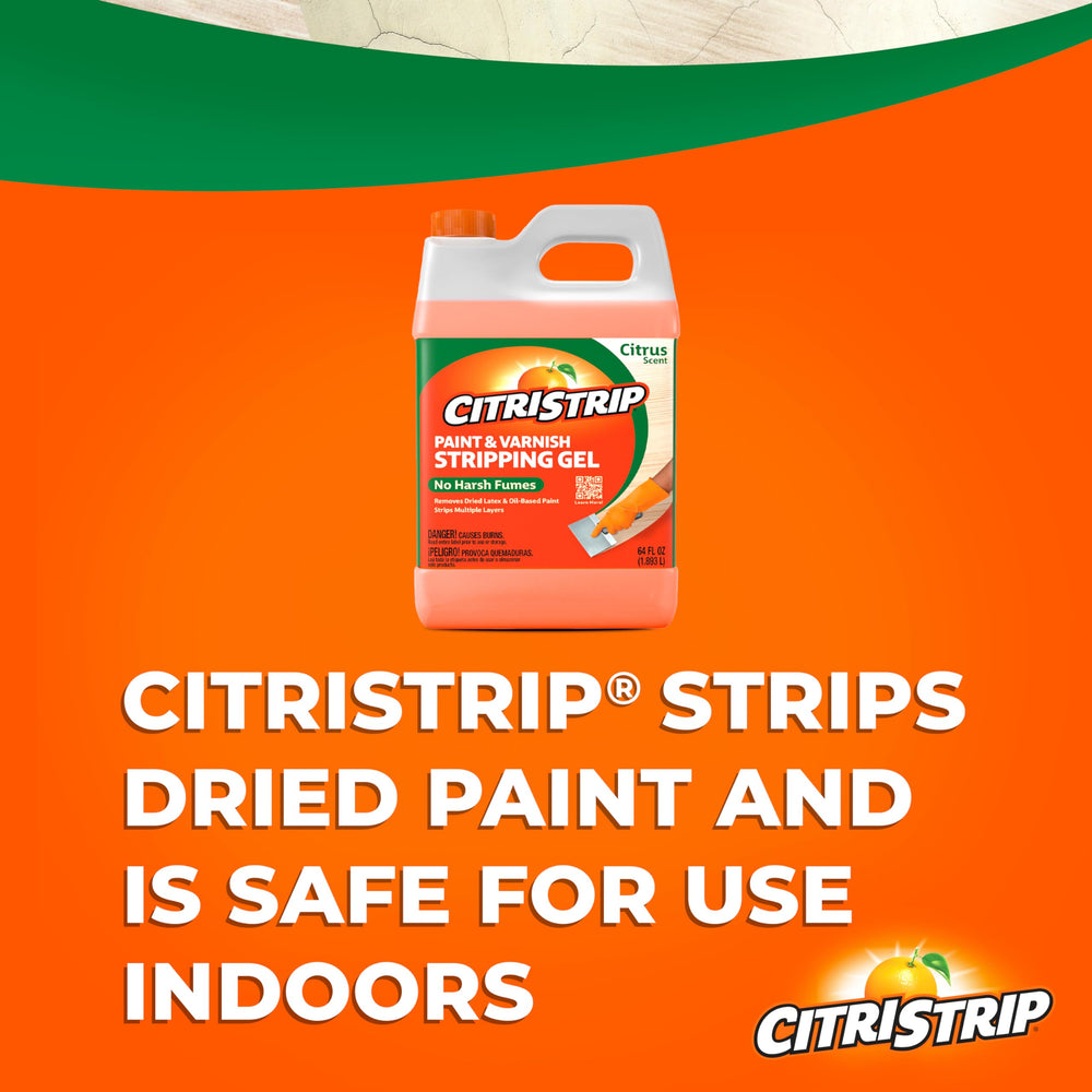 Envase Citristrip 40 oz junto a regla para comparar tamaño y capacidad real