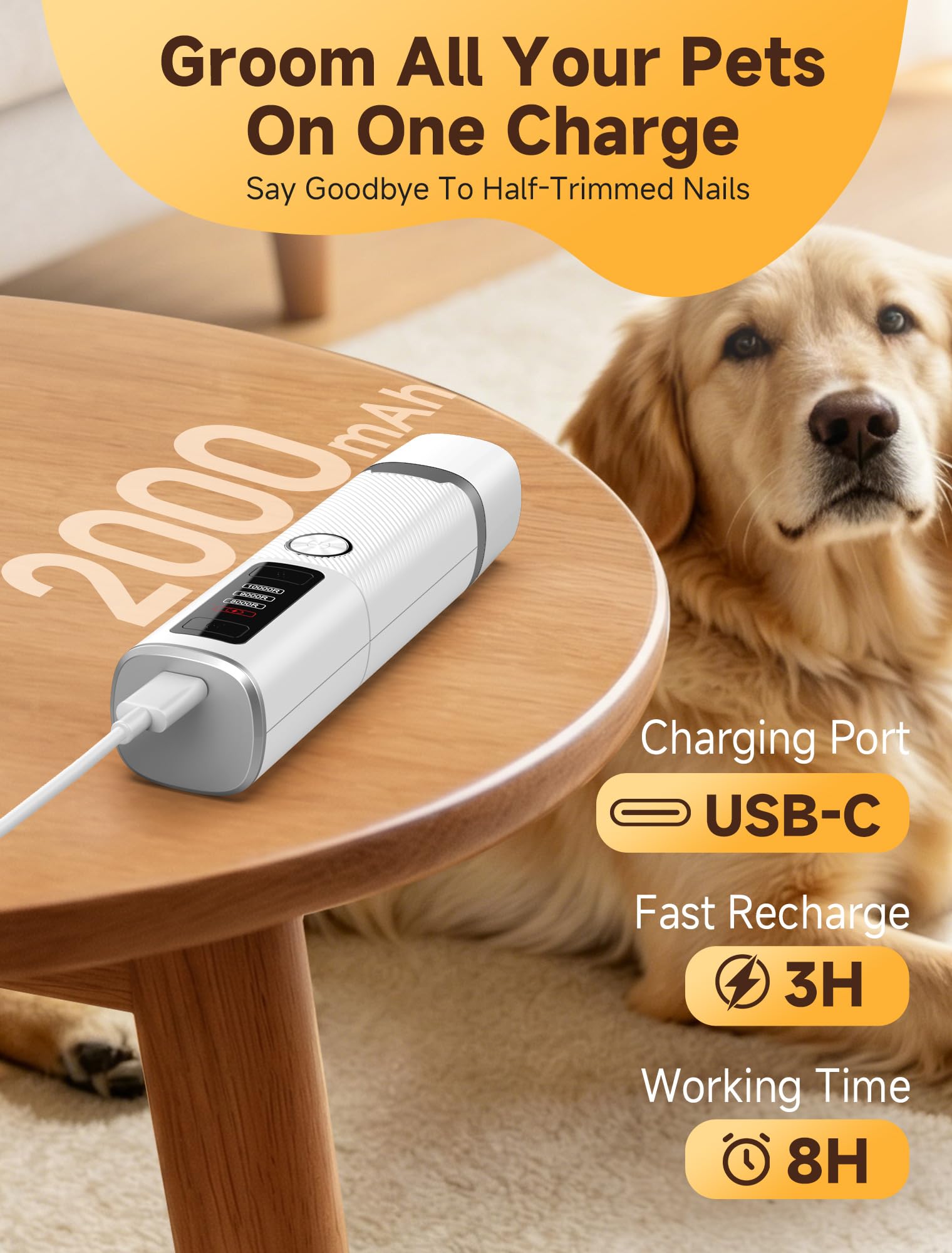 Ckin pet used on a calm dog during a gentle grooming session