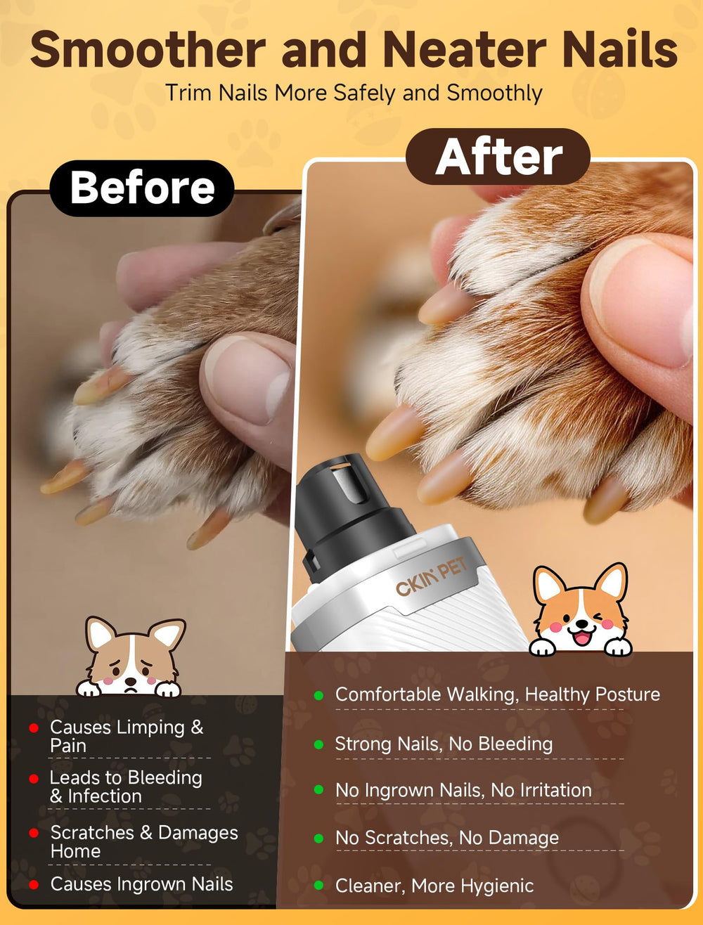Ckin pet textured grip detail for steady handling and reduced slips