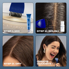 Clairol pincel aplicador en uso para retoques exactos en la línea de raíces