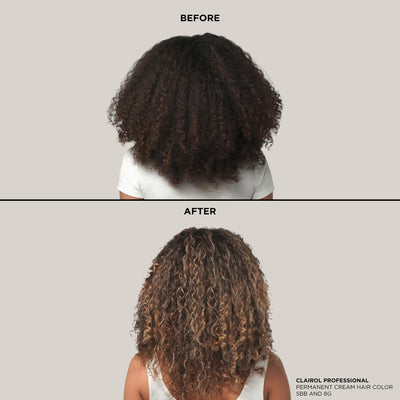 Clairol Professional resultados antes y después mostrando lift notable