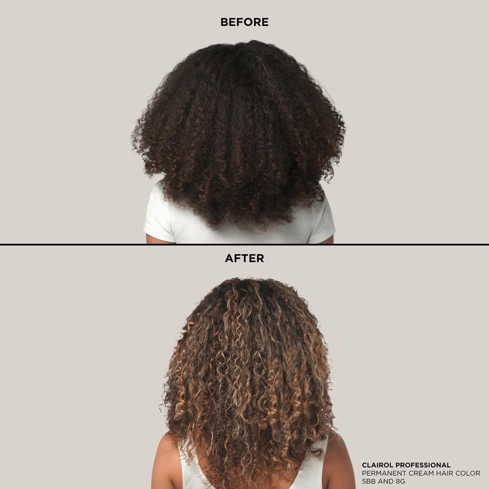 Clairol Professional resultados antes y después mostrando lift notable